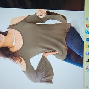 Chico's Petite Braided Cold-Shoulder Top Size 3